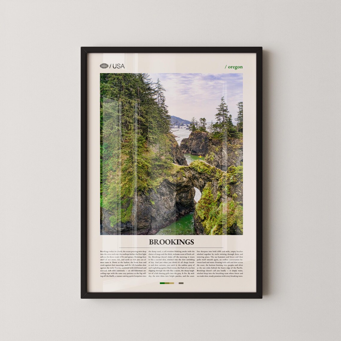 Brookings Oregon Rocky Coastline Sea Arch Photography Travel Poster