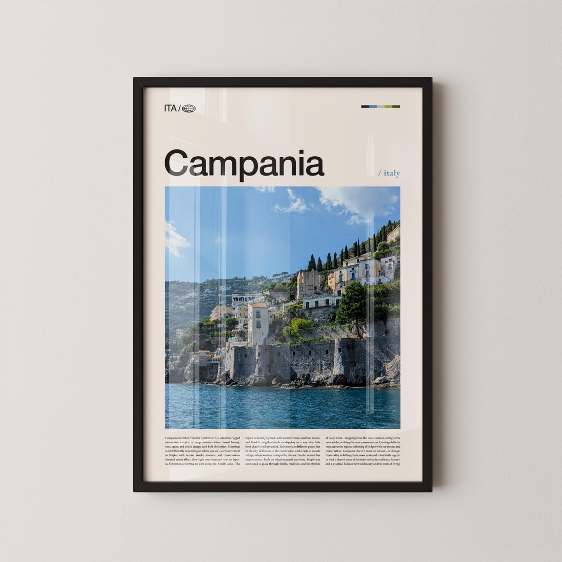 Campania Italy Cliffside Village Amalfi Coast Seaside Photo Poster
