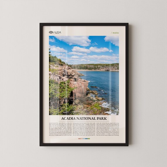 Acadia National Park Maine Rocky Coast Photography Travel Poster