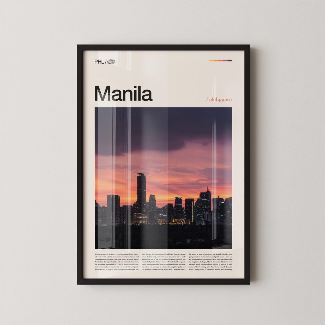 Manila Philippines Sunset Skyline Silhouette Cityscape Poster