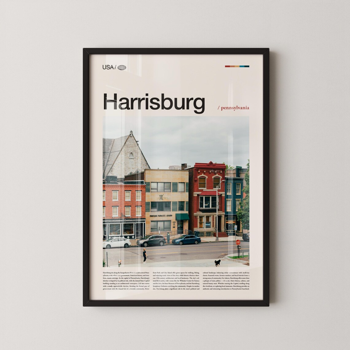 Harrisburg Pennsylvania Brick Street Church Cityscape Photo Poster