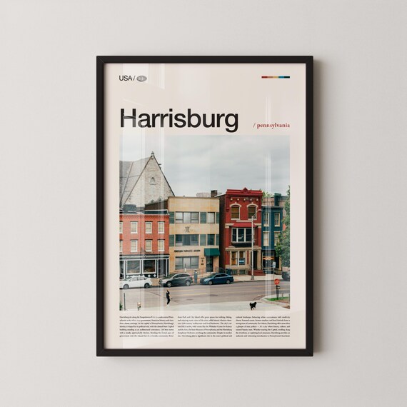 Harrisburg Pennsylvania Brick Street Church Cityscape Photo Poster