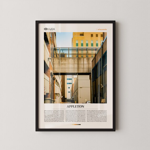 Appleton Print Wisconsin Wall Art Poster Photo Fox River Views Historic Downtown Midwest Charm Decor