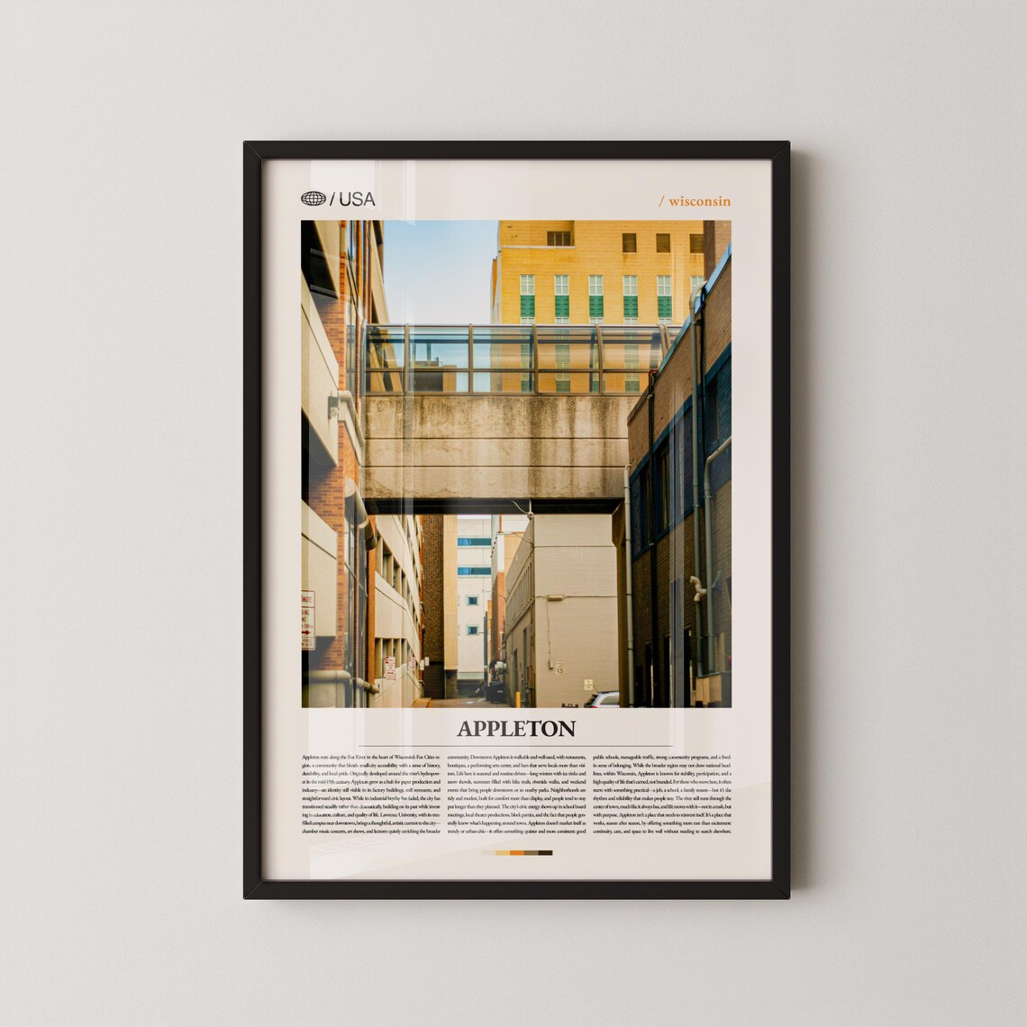 Appleton Print Wisconsin Wall Art Poster Photo Fox River Views Historic Downtown Midwest Charm Decor