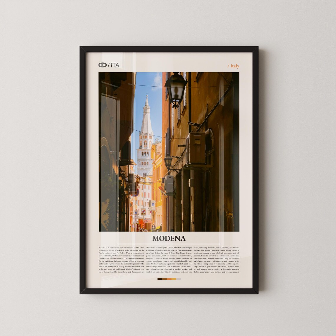 Modena Italy Old Town Street With Cathedral Tower Photo Poster