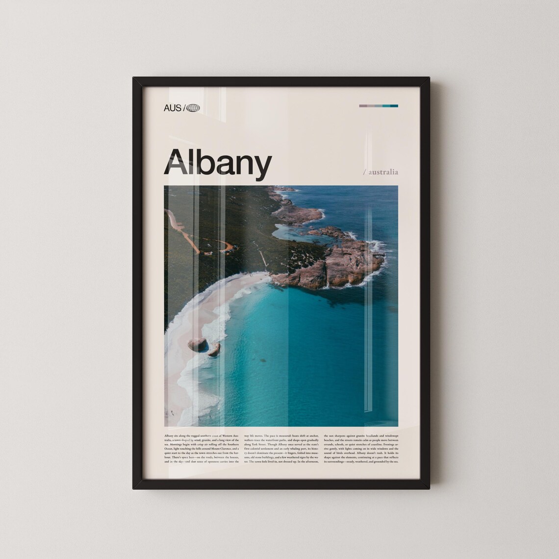 Albany Australia Aerial Turquoise Coastline Fine Art Travel Poster