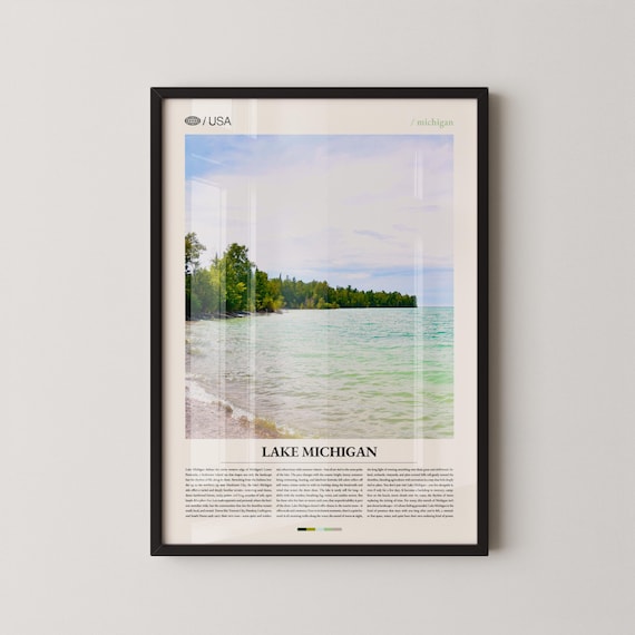 Lake Michigan Shoreline Turquoise Water Michigan Travel Photography Poster