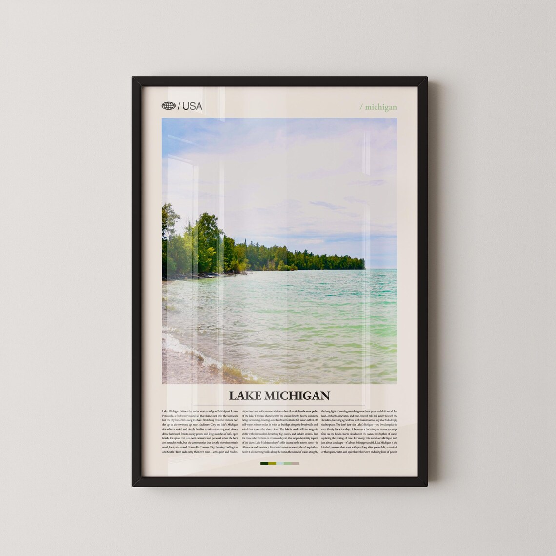 Lake Michigan Shoreline Turquoise Water Michigan Travel Photography Poster