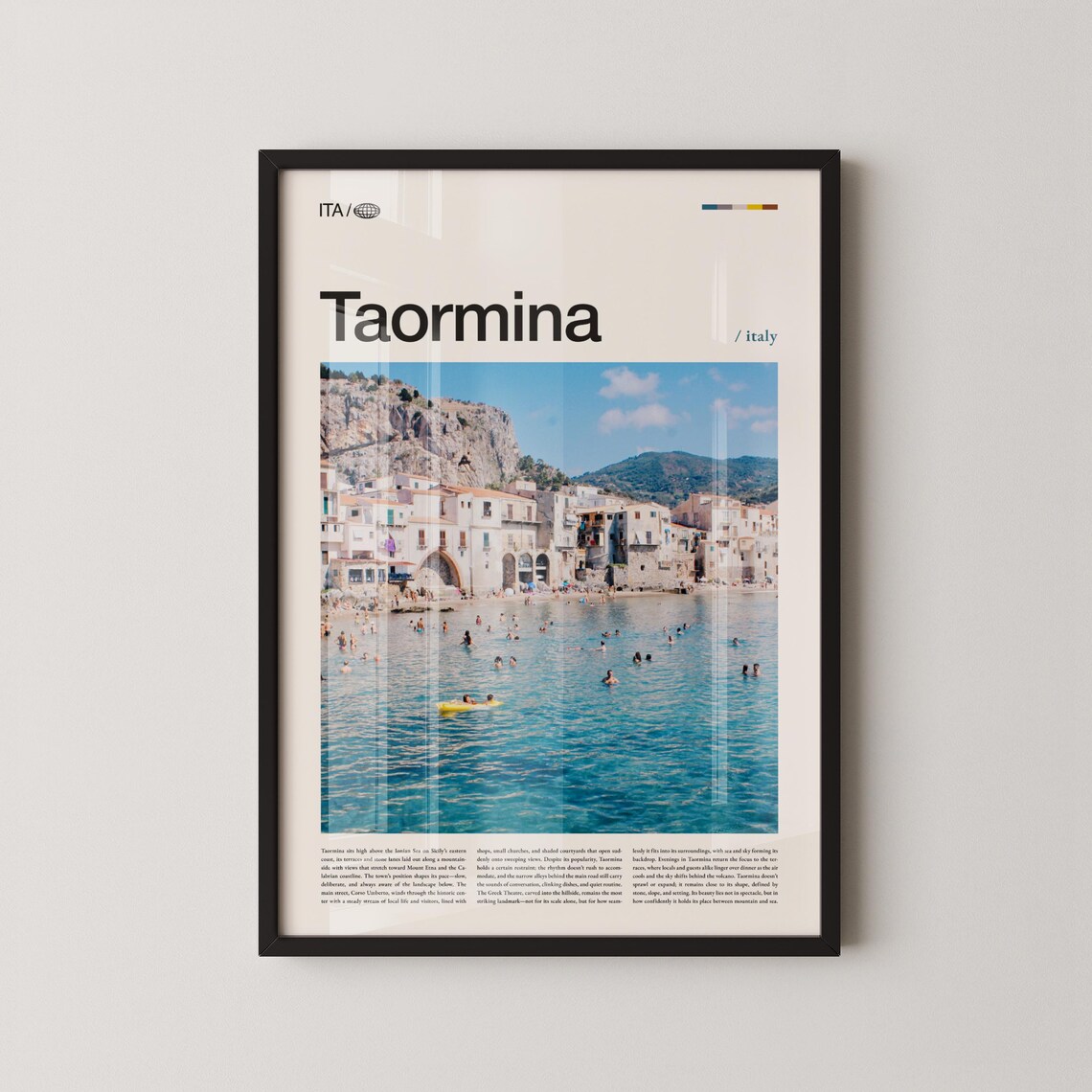 Taormina Italy Beach Town Magazine Style Photography Travel Poster