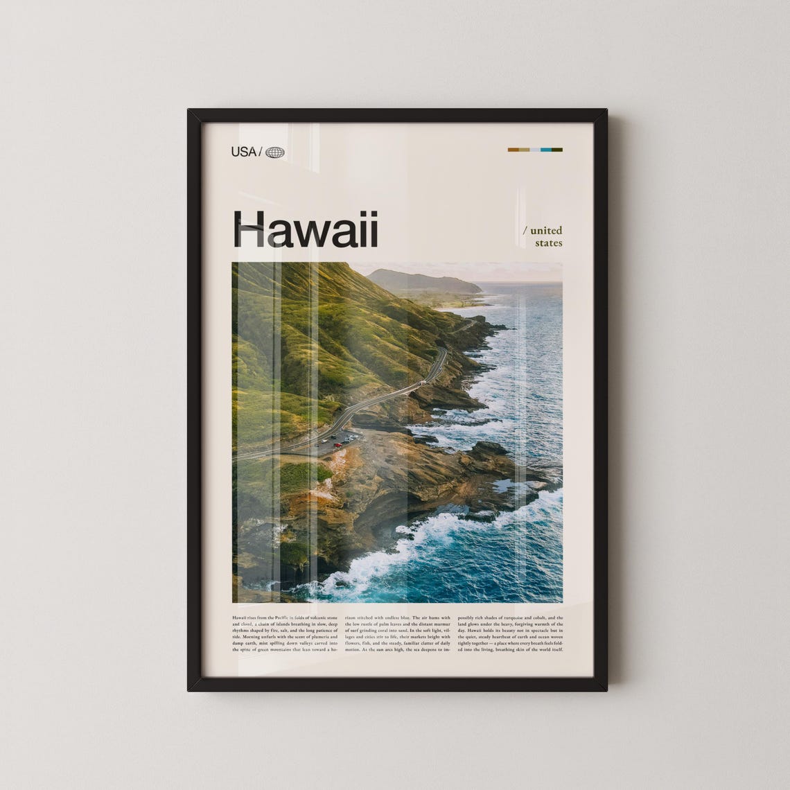 Hawaii Coastal Highway Aerial Ocean Cliffs Scenic Drive Poster