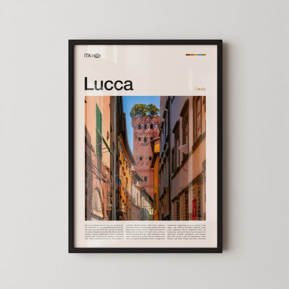 Lucca Travel Poster, Italian Walled City Decor