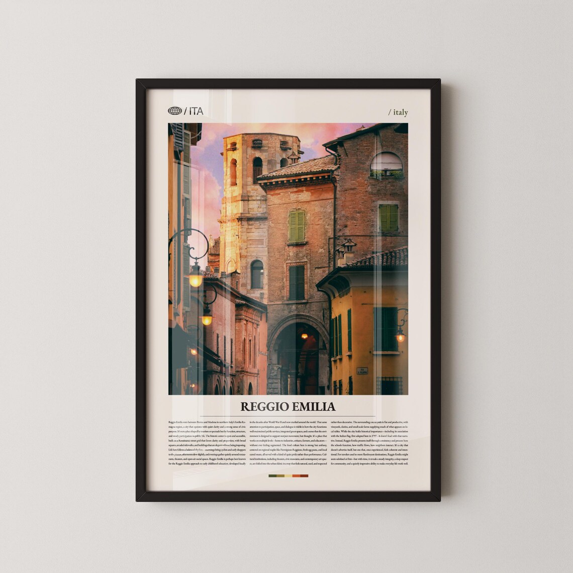 Reggio Emilia Evening Street Medieval Facades Italy Travel Poster