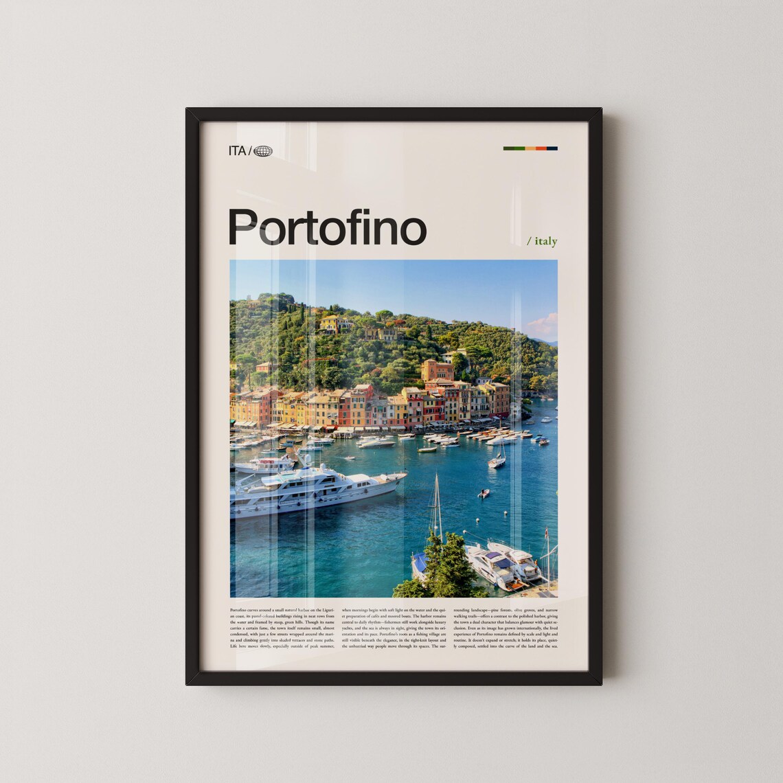 Portofino Harbor Ligurian Coast Italy Editorial Travel Poster