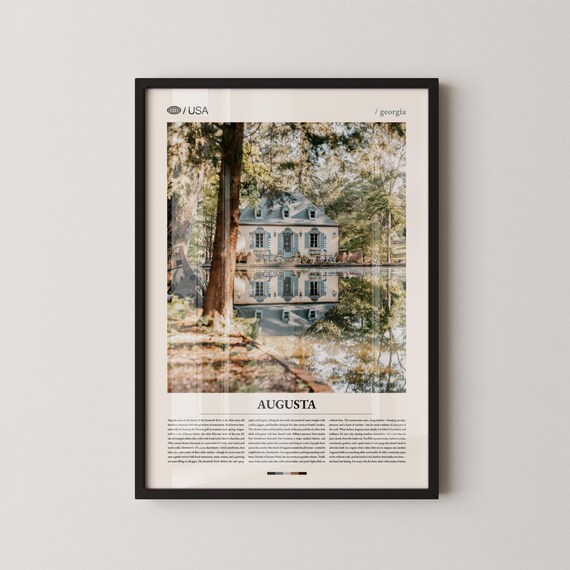 Augusta Georgia Historic House Reflected in Water Travel Poster