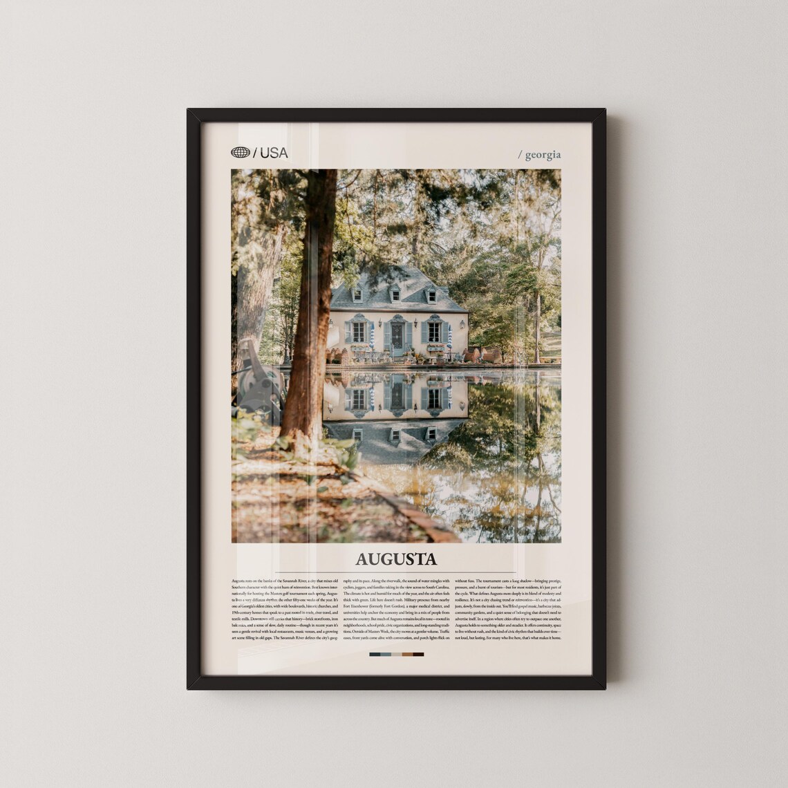 Augusta Georgia Historic House Reflected in Water Travel Poster