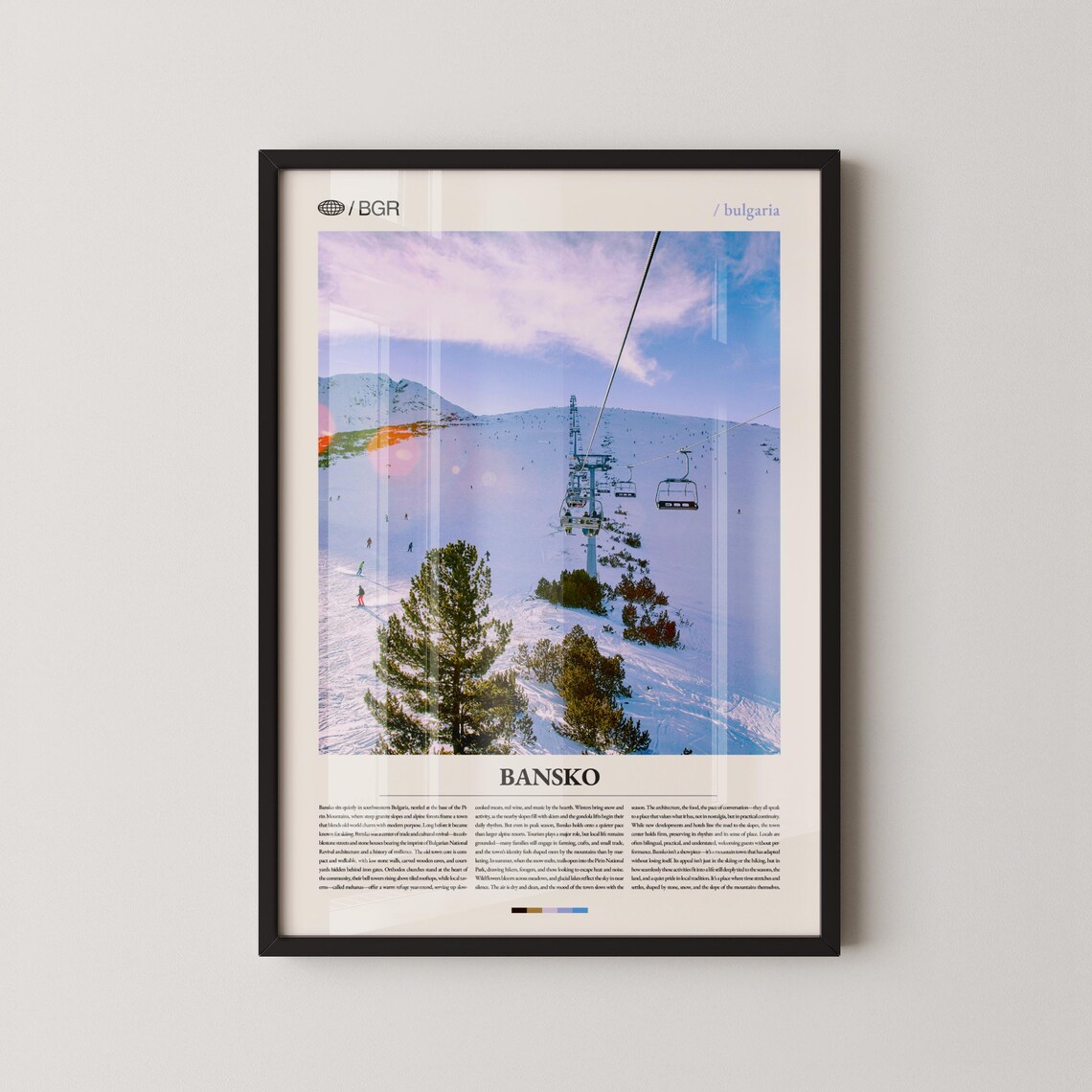 Bansko Bulgaria Ski Lift Snowy Slopes Caption Style Travel Poster