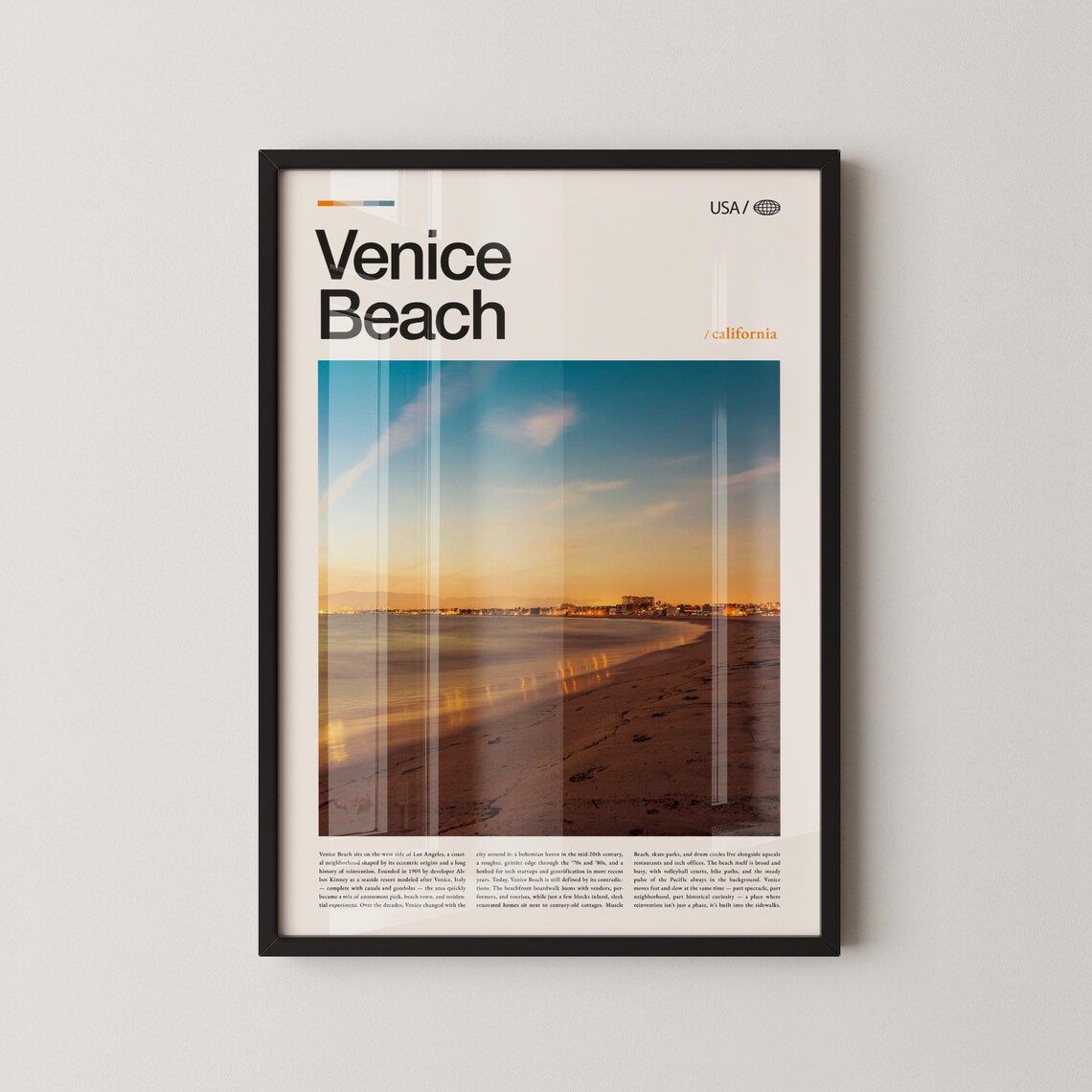 Venice Beach California Boardwalk Sunset Ocean Photo Travel Poster