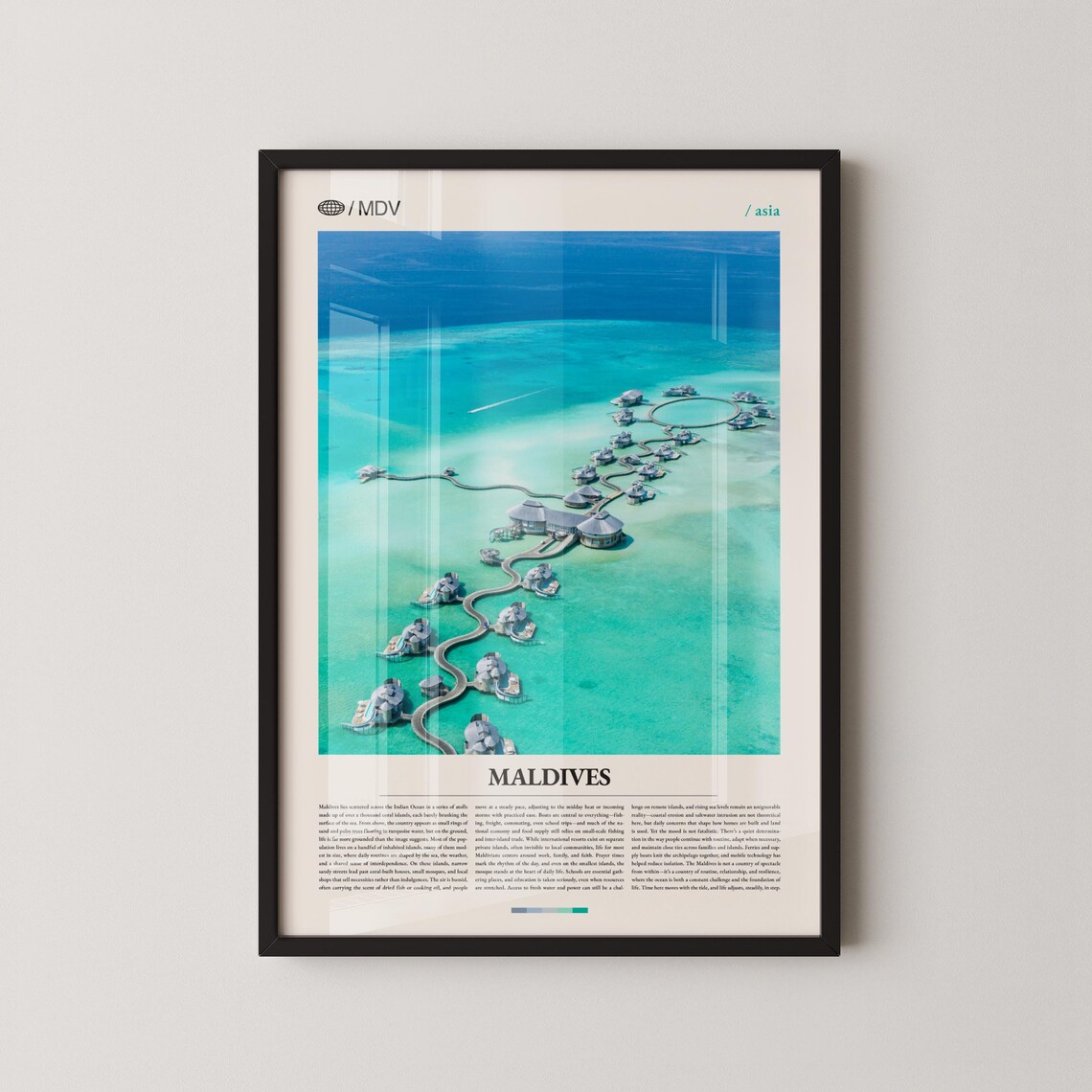 Maldives Overwater Bungalows Aerial View Turquoise Lagoon Poster