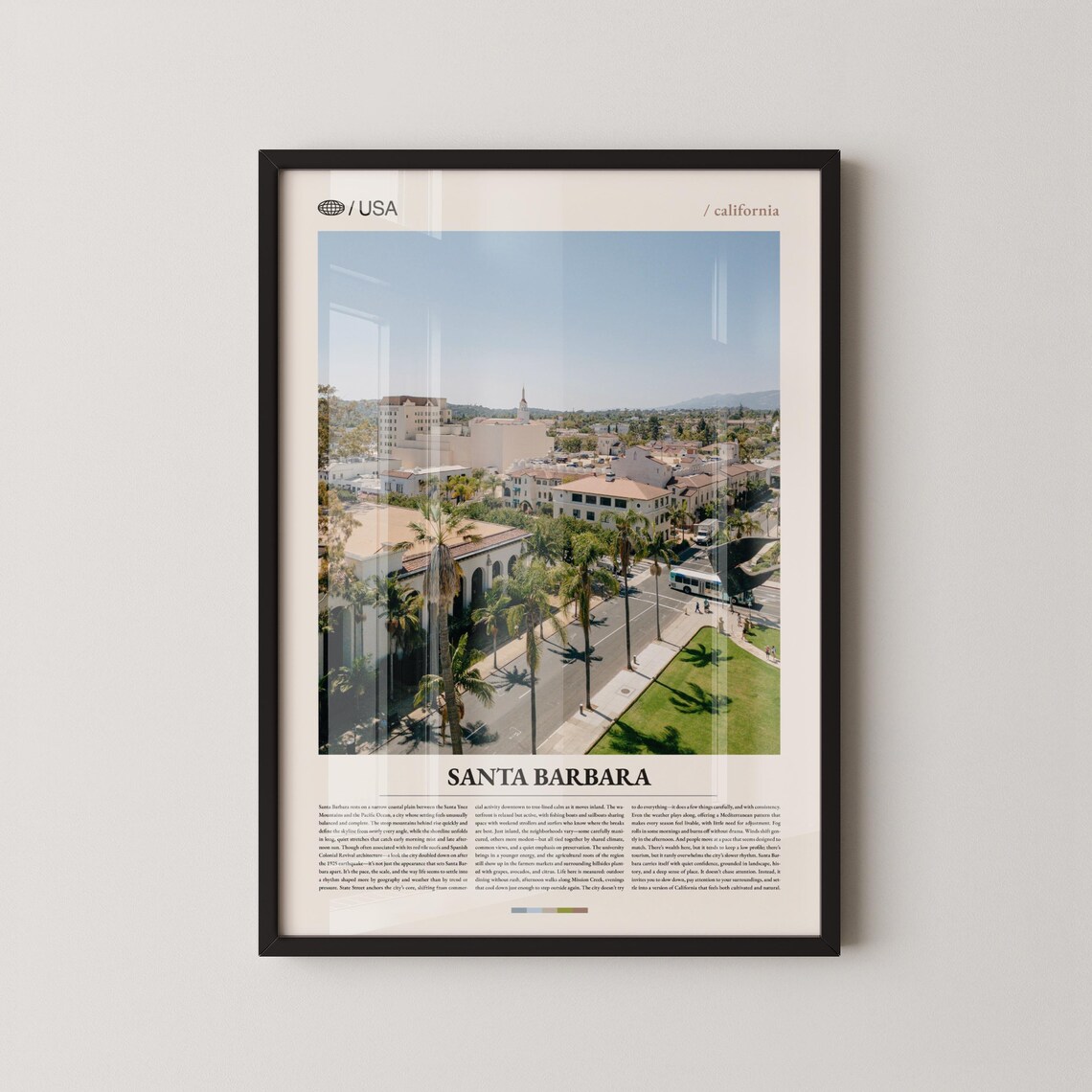 Santa Barbara Aerial Palm Street Trolley Photo Travel Poster