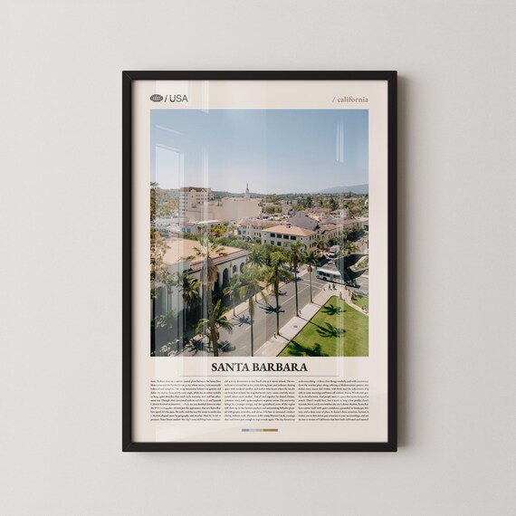 Santa Barbara Aerial Palm Street Trolley Photo Travel Poster