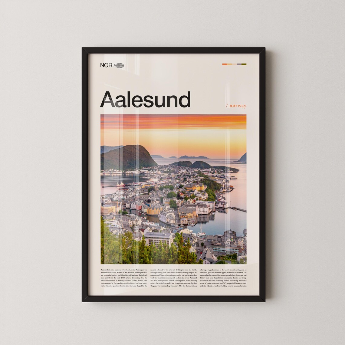 Aalesund Norway Sunset Harbor Golden Hour Photo Travel Wall Art