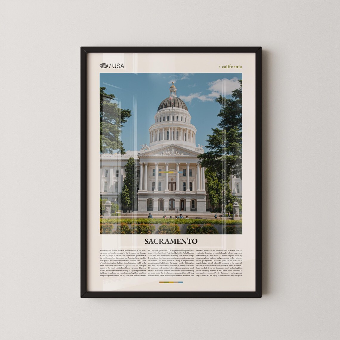 Sacramento California State Capitol Front Building Travel Poster