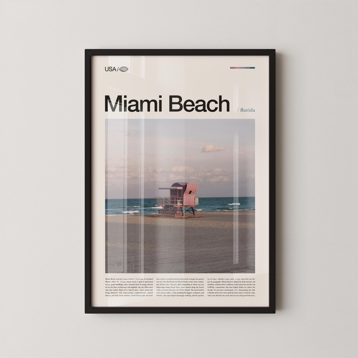 Miami Beach Florida Lifeguard Tower Ocean Photo Travel Poster
