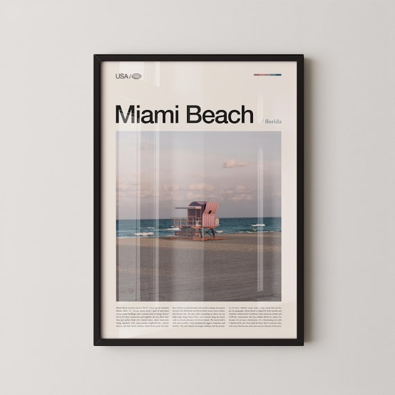 Miami Beach Florida Lifeguard Tower Ocean Photo Travel Poster