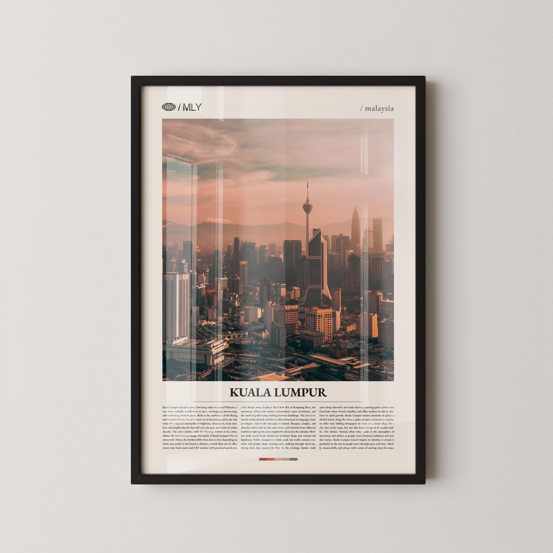 Kuala Lumpur Malaysia Sunset Skyline KL Tower Cityscape Editorial Travel Poster