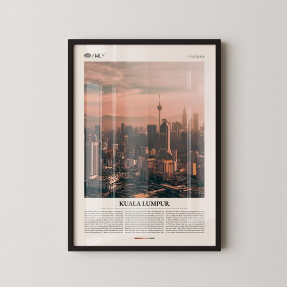 Kuala Lumpur Malaysia Sunset Skyline KL Tower Cityscape Editorial Travel Poster