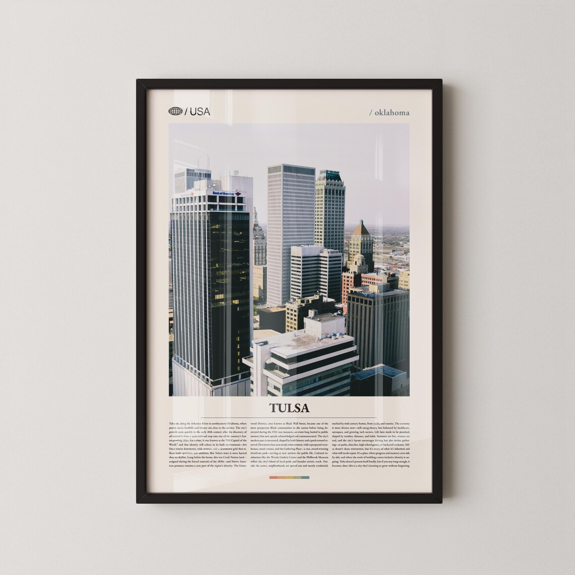 Tulsa Oklahoma Downtown Skyline Editorial Travel Guide Poster