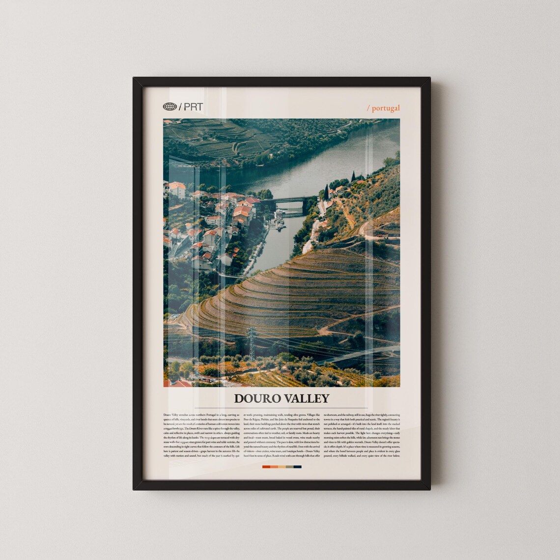 Douro Valley Portugal Aerial River Bend Village Scenic Poster