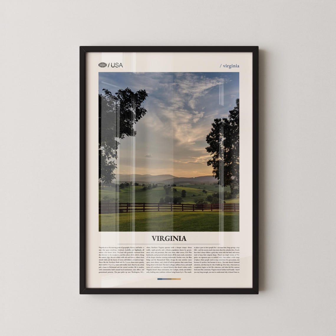 Virginia Rolling Hills Sunset Field Evening Landscape Poster