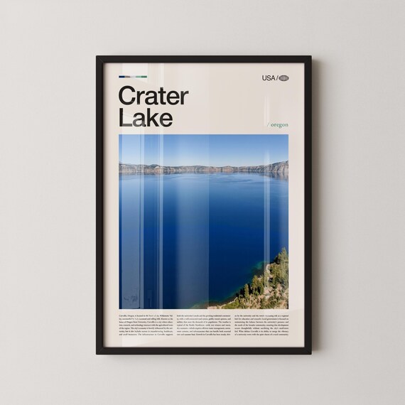Crater Lake Oregon Deep Blue Caldera National Park Photo Poster