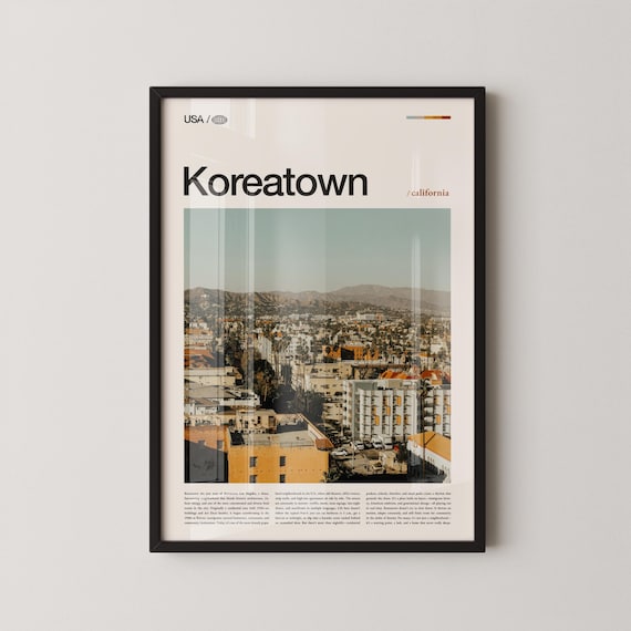 Koreatown Los Angeles Wilshire Aerial Cityscape Travel Poster