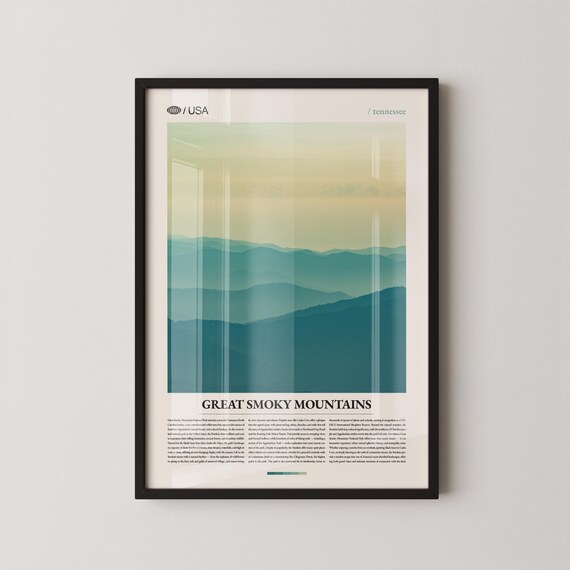 Great Smoky Mountains Tennessee Layered Blue Ridges Travel Art Poster