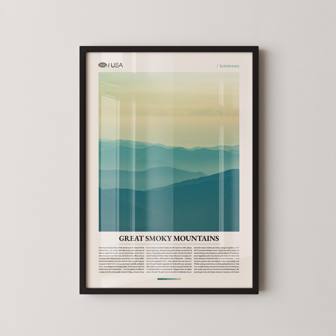 Great Smoky Mountains Tennessee Layered Blue Ridges Travel Art Poster