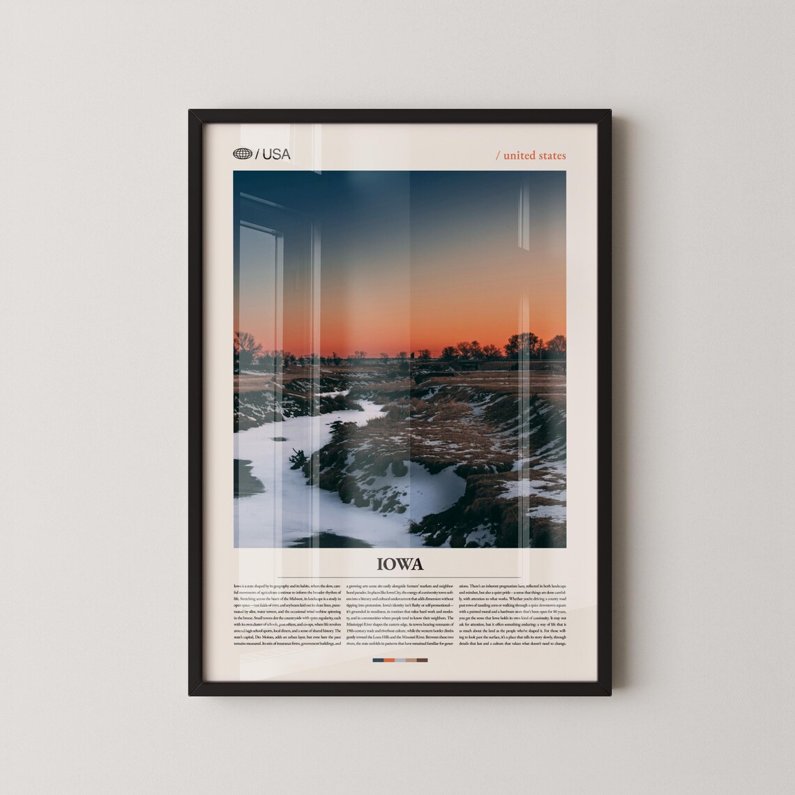 Iowa River Marsh Sunset Wetlands Landscape Photo Travel Poster