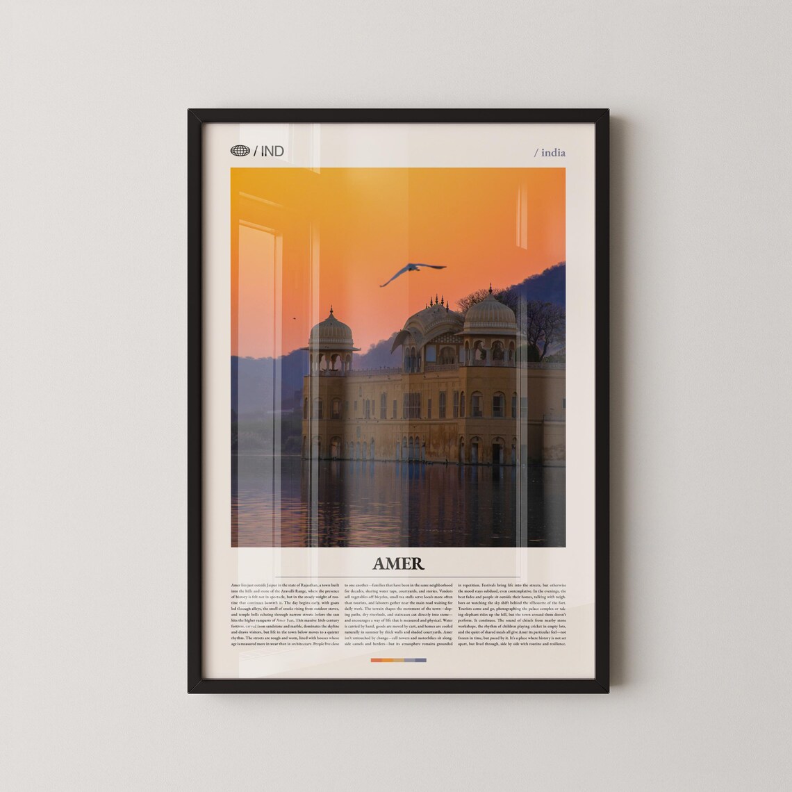 Amer India Lakeside Palace Golden Sunset Photo Travel Poster