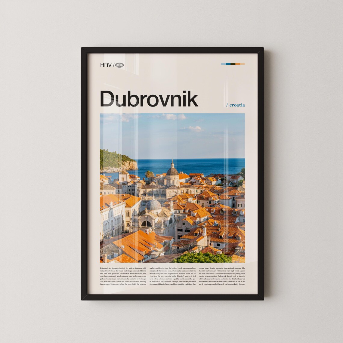 Dubrovnik Croatia Old Town Terracotta Rooftops Sea View Travel Poster
