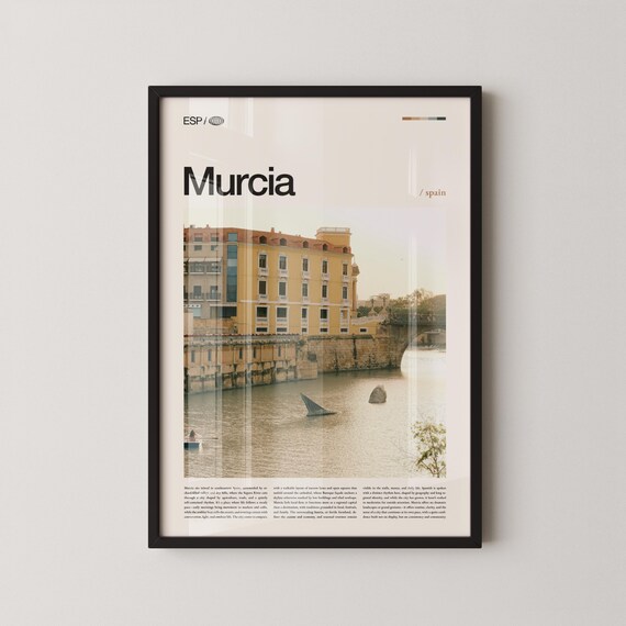 Murcia Spain Riverside Cityscape Photo Travel Poster With Upper Title Band