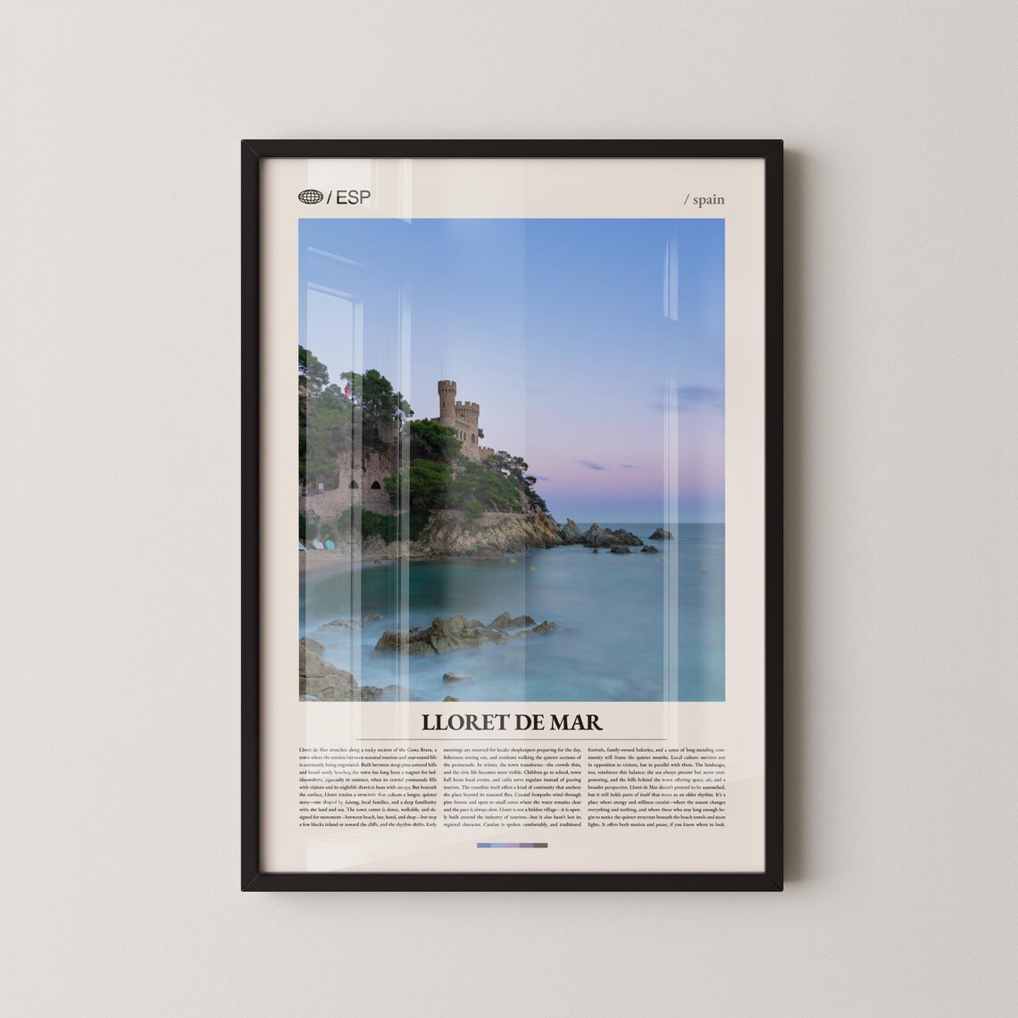 Lloret de Mar Coastal Castle Tower Dusk Photo Travel Poster Spain