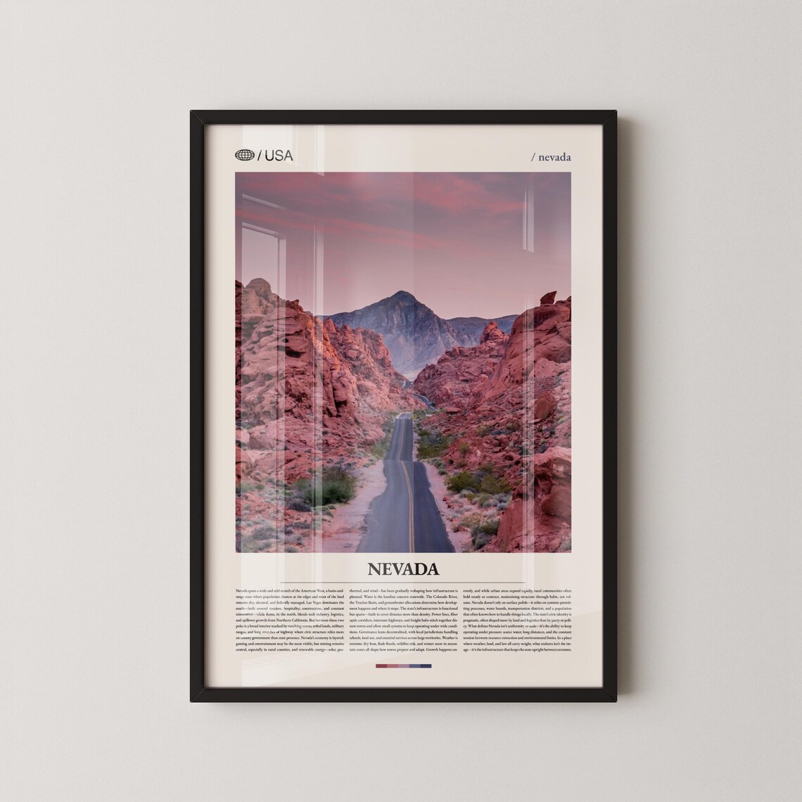 Nevada Desert Red Rock Canyon and Highway Photo Travel Poster