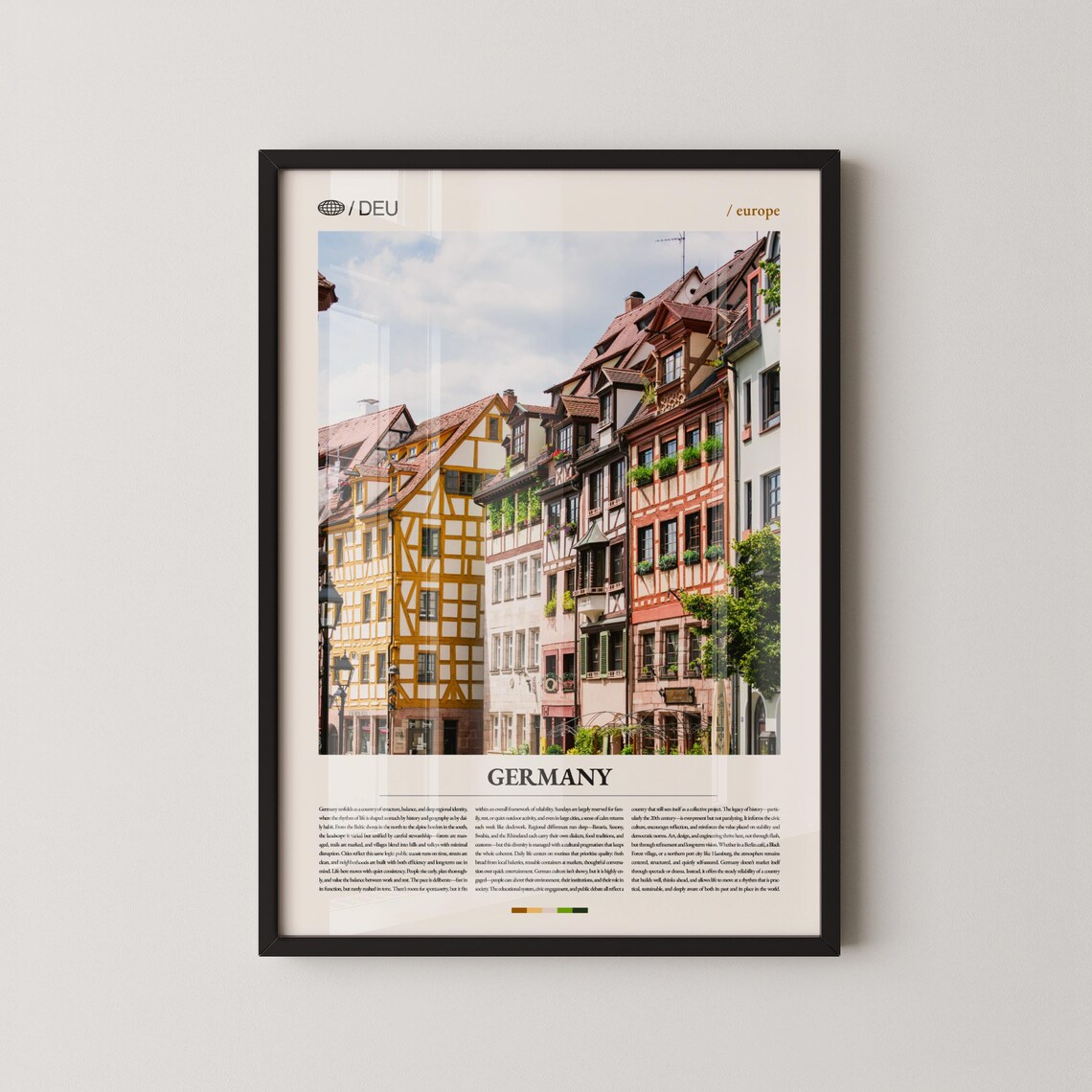Germany Historic Timber Houses Street Europe Photography Travel Poster