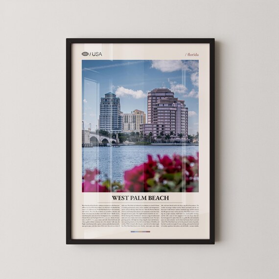 West Palm Beach Florida Downtown Skyline Waterfront City Editorial Poster