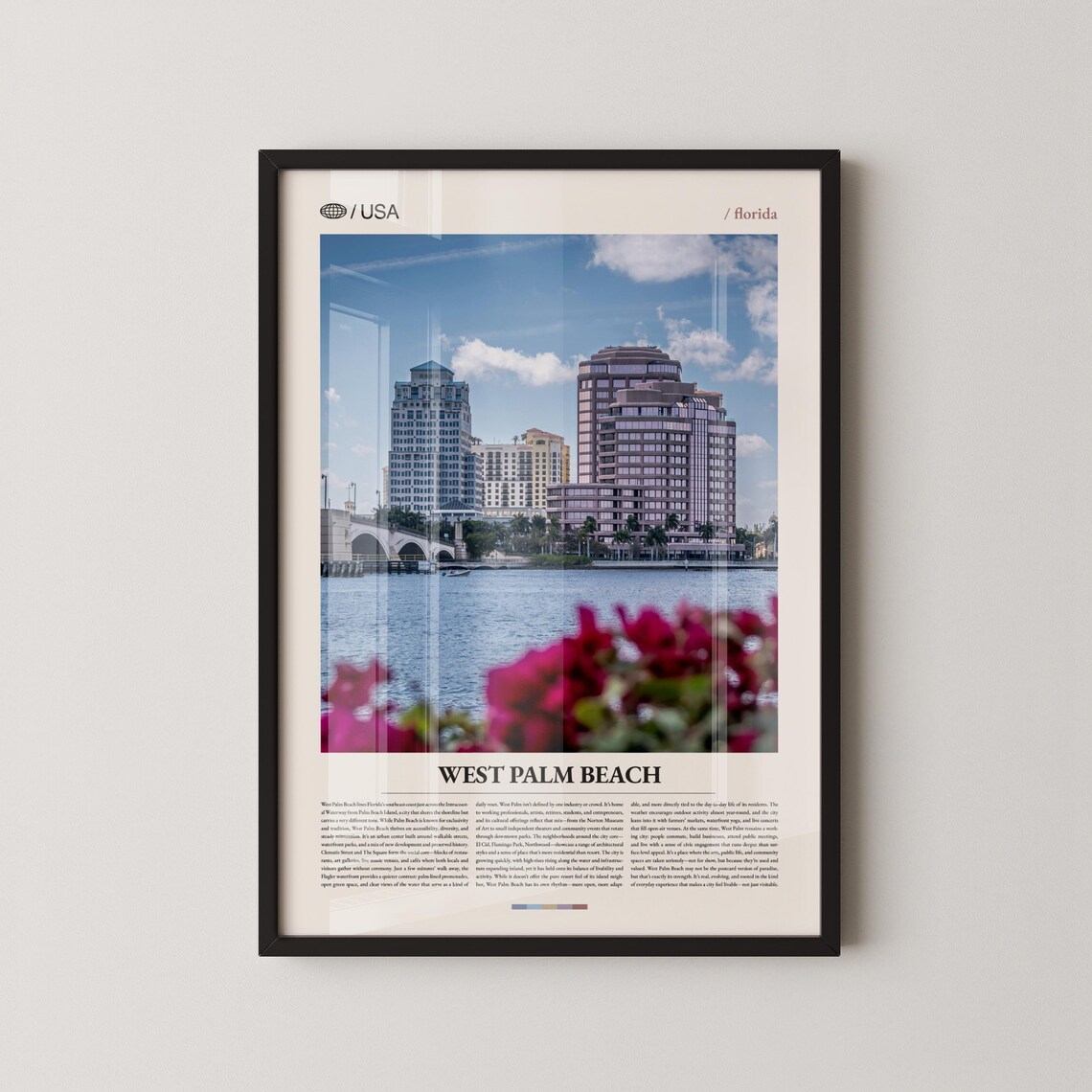 West Palm Beach Florida Downtown Skyline Waterfront City Editorial Poster