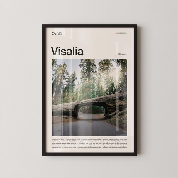 Visalia California Sequoia Tunnel Log Road Editorial Photo Poster