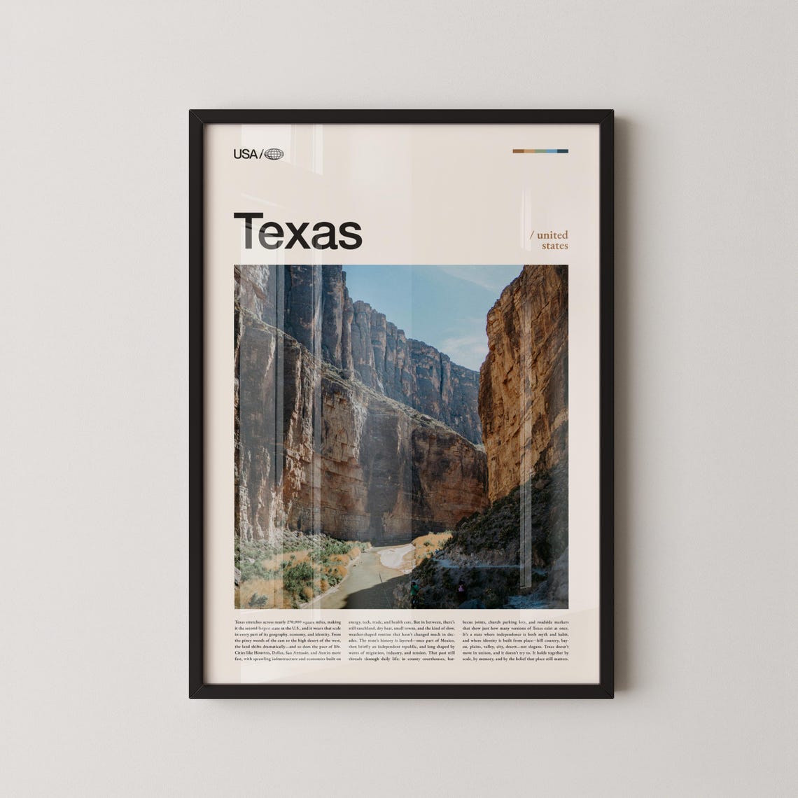 Texas Canyon River Gorge Cliffs Editorial Southwest Travel Poster