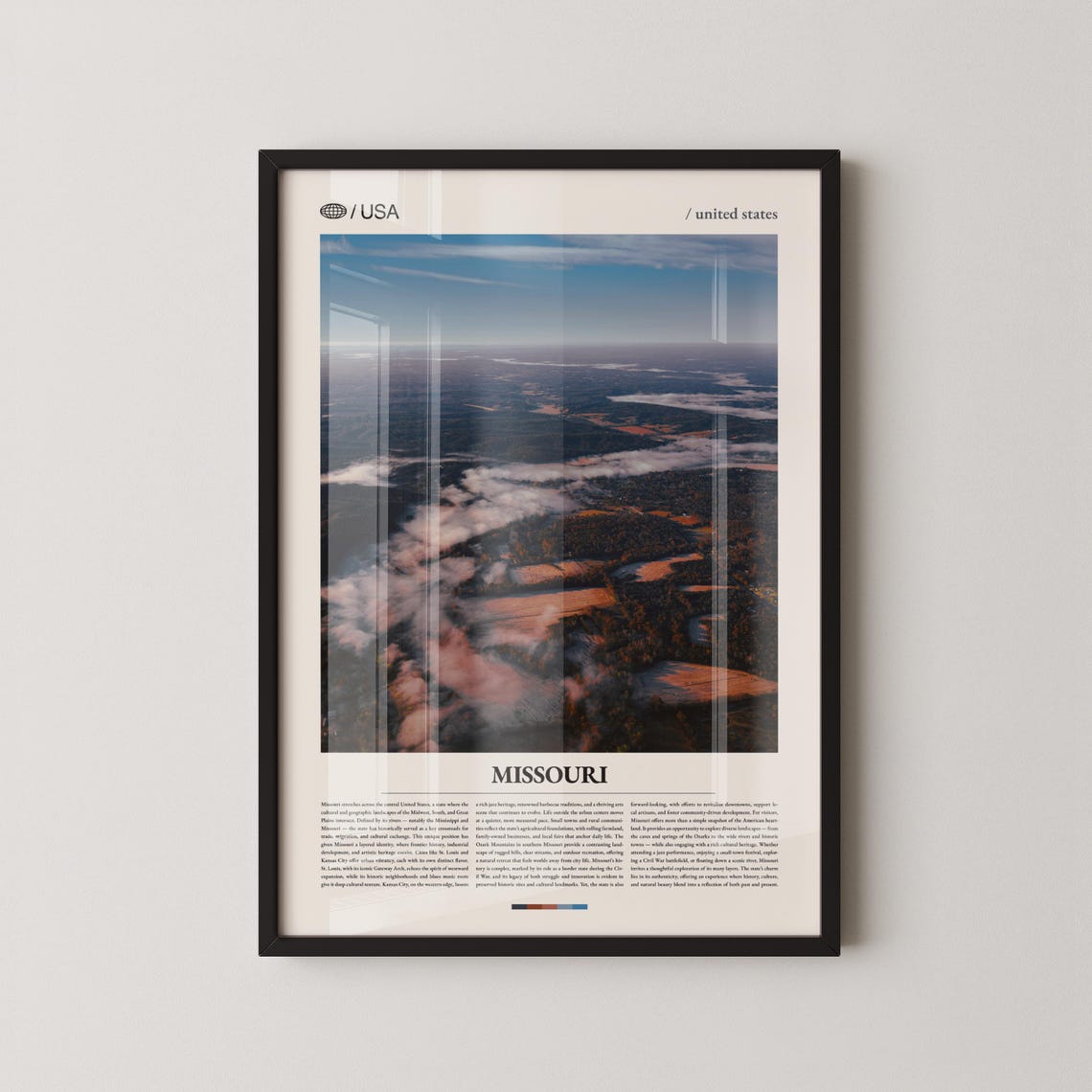 Missouri Countryside Aerial Clouds Above Fields Travel Poster