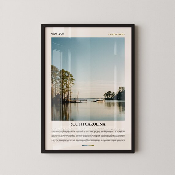 South Carolina Pine Lake Fishing Pier Calm Morning Water Poster